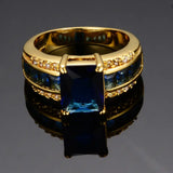 Anel Dourado Distinto em Azul Profundo
