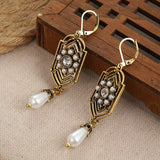 Brincos de Pérola Incrustados em Ouro Vintage