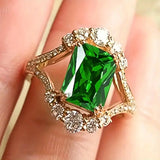 Anel Halo de Declaração Esmeralda