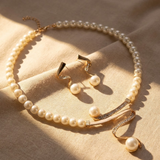 Conjunto de Colar de Pérola Zig Zag Beleza