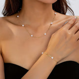 Conjunto de Joias com Corrente de Pérolas Delicadas