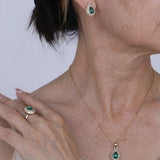 Conjunto de Joias em Forma de Gota de Esmeralda Atemporal