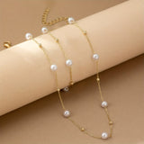 Conjunto de Joias com Corrente de Pérolas Delicadas