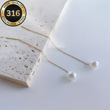 Brincos de Pérola com Franjas Longas