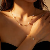 Conjunto de Joias com Corrente de Pérolas Delicadas