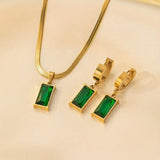 Conjunto de Colar e Brincos Luxo em Esmeralda