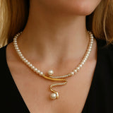 Conjunto Elegante de Colar de Pérolas Naturais