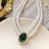 Conjunto de Joias Imperial de Pérola e Esmeralda