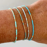 Conjunto de Pulseiras de Contas Turquesa Sutil