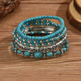 Conjunto de Pulseiras de Contas Turquesa Premium