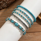 Conjunto de Pulseiras de Contas Turquesa Premium