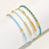 Conjunto de Pulseiras de Contas Turquesa Sutil