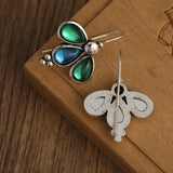 Brincos de Asa de Pedra Verde-água