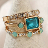 Conjunto de Anéis de Cristal Cintilante