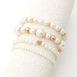 Conjunto de Pulseiras Empilháveis de Pérolas com 4 Peças