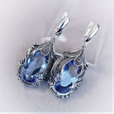 Brincos Pendentes de Cristal Azul