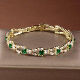 Pulseira Elegante em Ouro Baguette
