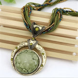Colar Boémio de Pedra Verde