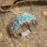 Anel de Cristal Flor de Turquesa Sagrada