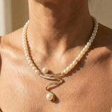 Conjunto de Colar de Pérola Zig Zag Beleza