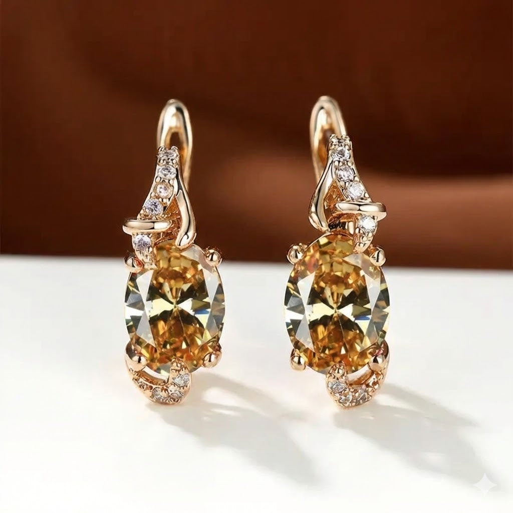 Deslumbrantes Brincos de Ouro com Safira