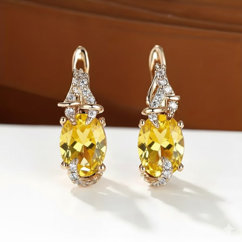 Deslumbrantes Brincos de Ouro com Safira